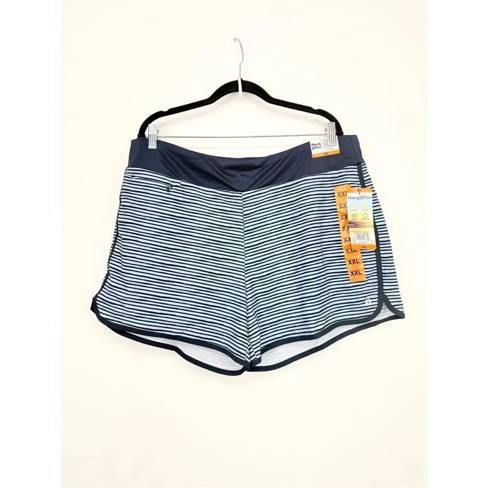 Hang Ten Blue Striped UPF 50+ Sun Protection Quick Dry Interior Liner Short NEW
